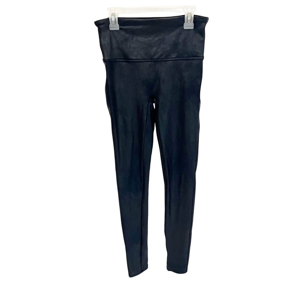 Spanx Faux Leather Leggings Black High Waisted Shaping Pants Womens Medium M